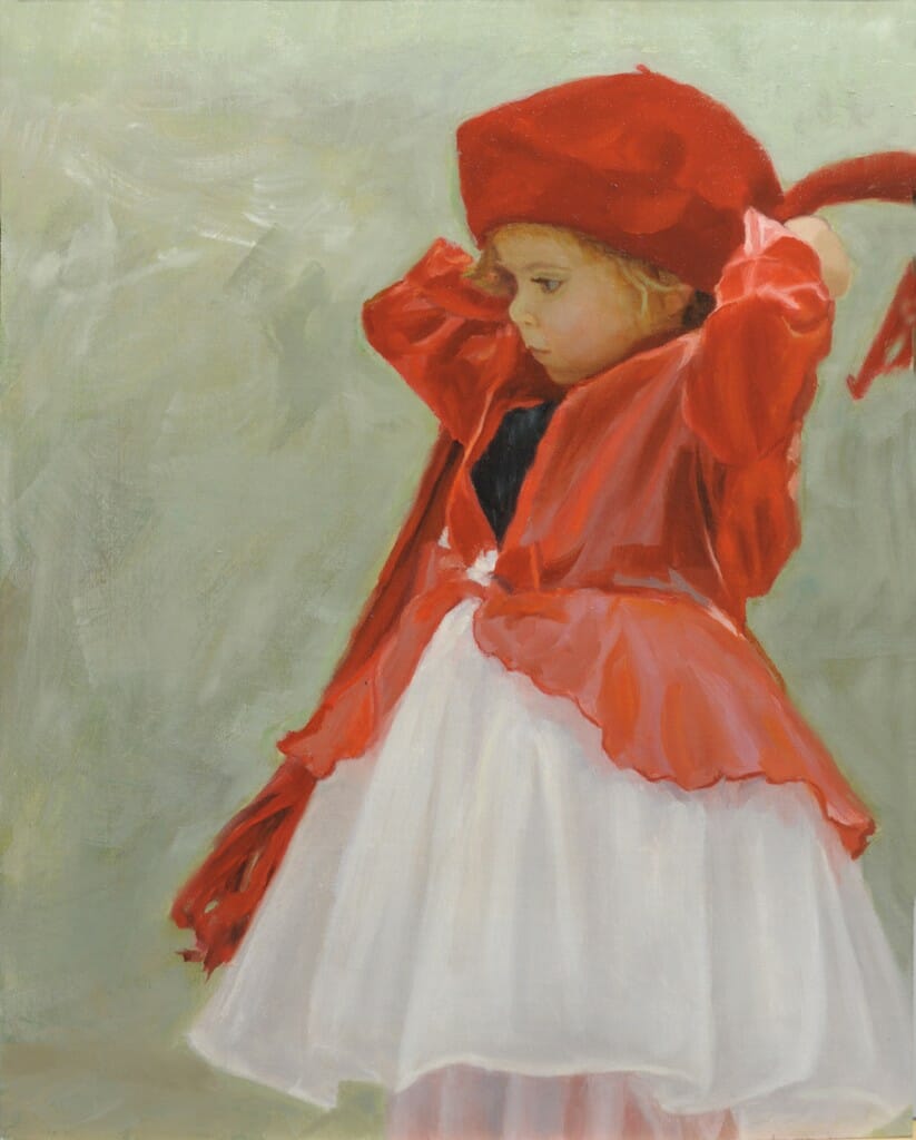 'Red Hat' oil painting by Mark Lovett